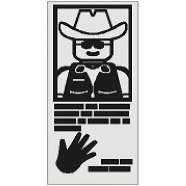 white tile 1 x 2 with hand print and cowboy pattern
