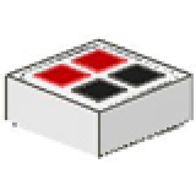 white tile 1 x 1 with red and black buttons pattern