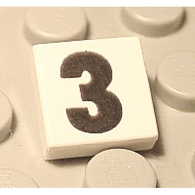 white tile 1 x 1 with black number 3 bold pattern