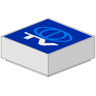 white tile 1 x 1 with tv globe logo pattern
