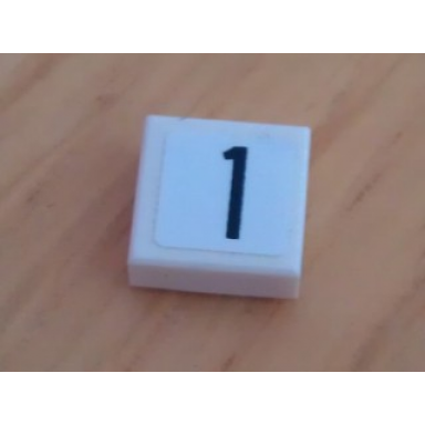 white tile 1 x 1 with black number 1 narrow on white background pattern sticker - set 8135