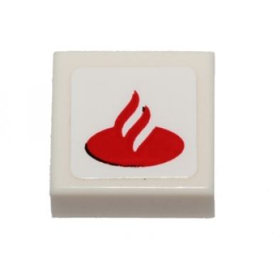white tile 1 x 1 with santander logo pattern sticker - set 40190