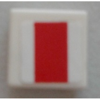 white tile 1 x 1 with sw red rectangle pattern sticker - set 9493