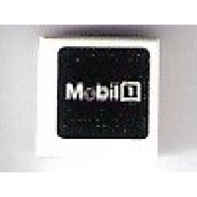 white tile 1 x 1 with mobil 1 with gray o on black background pattern sticker - set 75876