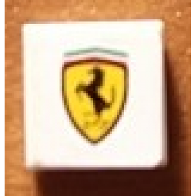 white tile 1 x 1 with ferrari logo pattern sticker - set 8144