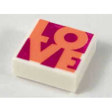 white tile 1 x 1 with coral love on magenta background pattern