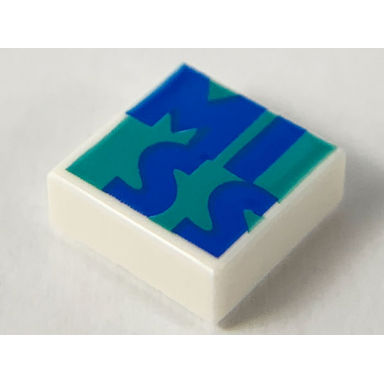 white tile 1 x 1 with blue miss on dark turquoise background pattern