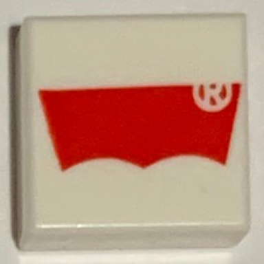 white tile 1 x 1 with red levi logo pattern