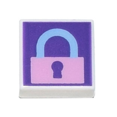 white tile 1 x 1 with bright pink locked padlock on dark purple background pattern