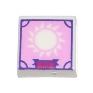 white tile 1 x 1 with sun roman numerals xix and scrapbook frame on bright pink background pattern
