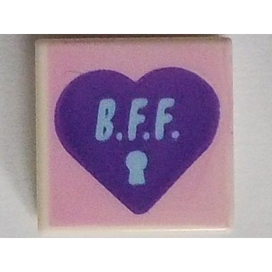 white tile 1 x 1 with dark purple heart with b.f.f on bright pink background pattern