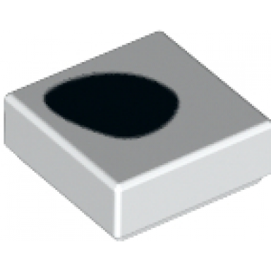 white tile 1 x 1 with black dalmatian spot pattern