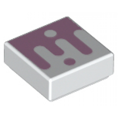 white tile 1 x 1 with bright pink splotch and dot pattern