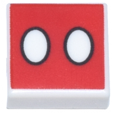 white tile 1 x 1 with 2 ovals on red background pattern
