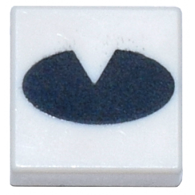 white tile 1 x 1 with black oval with cutout pattern