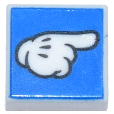 white tile 1 x 1 with pointing glove with black outline on blue background pattern