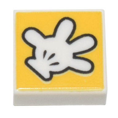 white tile 1 x 1 with white open glove with black outline on yellow background pattern