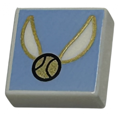 white tile 1 x 1 with gold ball with wings on bright light blue background pattern hp golden snitch