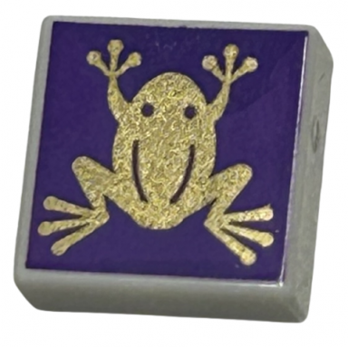 white tile 1 x 1 with gold frog on dark purple background pattern hp chocolate frog