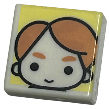 white tile 1 x 1 with male head with smile medium nougat eyebrows and hair on bright light yellow background pattern hp cedric diggory