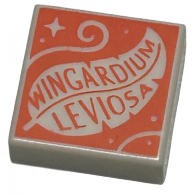white tile 1 x 1 with wingardium leviosa feather swirl dots and sparkle on coral background pattern