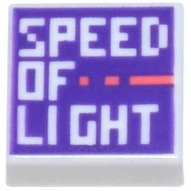 white tile 1 x 1 with pixelated speed of light and coral broken line on dark purple background pattern