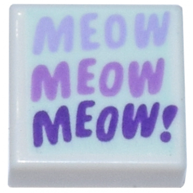 white tile 1 x 1 with lavender meow medium lavender meow and dark purple meow! on light aqua background pattern