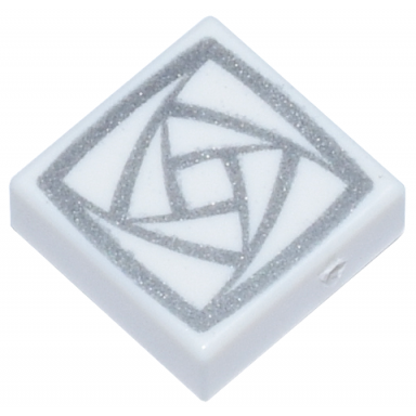 white tile 1 x 1 with silver rotating squares pattern