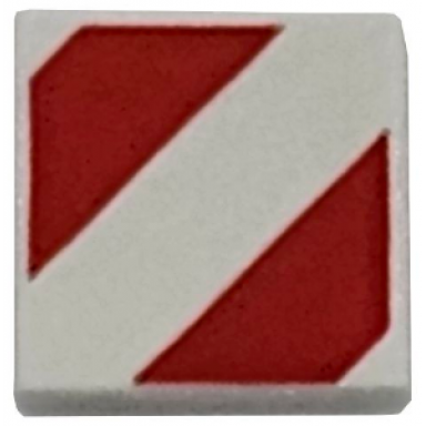 white tile 1 x 1 with red danger stripes pattern