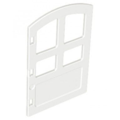 white duplo door window pane 1 x 4 x 4 with 4 different size panes and curved top