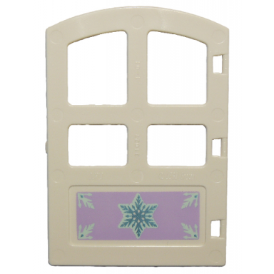 white duplo door window pane 1 x 4 x 4 with 4 panes and curved top with snowflake pattern