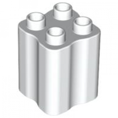 white duplo brick 2 x 2 x 2 with indented sides tree trunk