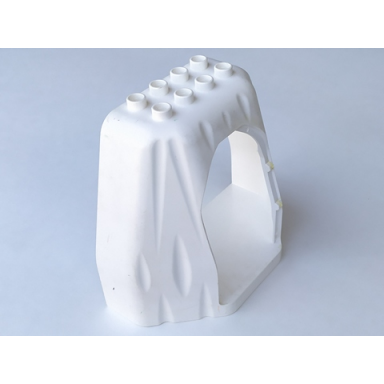white duplo rock cave with door opening