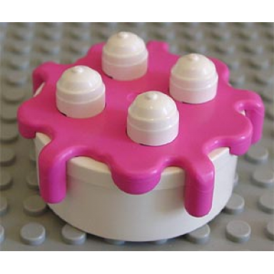 white duplo cake with dark pink frosting