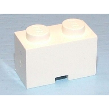 white brick modified 1 x 2 with cable holding cutout