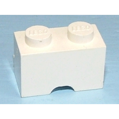 white brick modified 1 x 2 with cable holding cutout semi oval