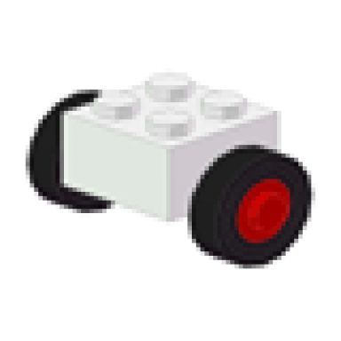 white brick modified 2 x 2 with red wheels for single tire with black tires 14mm d x 4mm smooth small single 3137c01 3139