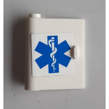 white door 1 x 3 x 3 left with blue emt star of life pattern sticker - set 6164