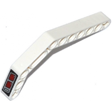 white technic liftarm modified bent thick 1 x 11.5 double with red and silver taillights pattern model left side sticker - set 42047