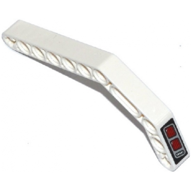 white technic liftarm modified bent thick 1 x 11.5 double with red and silver taillights pattern model right side sticker - set 42047