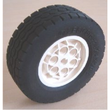 white wheel 43.2mm d x 18mm - extended axle stem with black tire 62.4 x 20 s 32020 32019