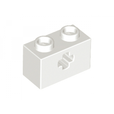 white technic brick 1 x 2 with axle hole