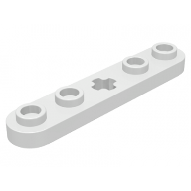 white technic plate 1 x 5 with smooth ends 4 studs and center axle hole