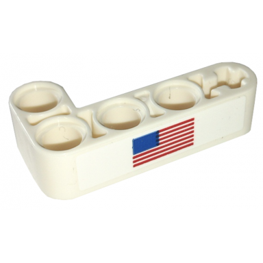 white technic liftarm modified bent thick l-shape 2 x 4 with usa flag pattern sticker - set 42158