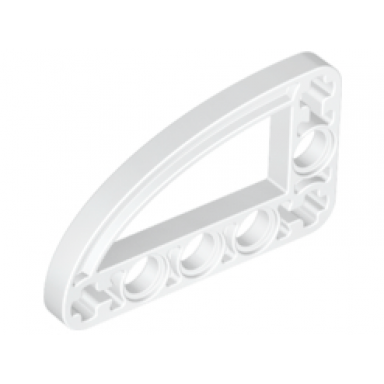 white technic liftarm modified l-shape quarter ellipse thin 3 x 5