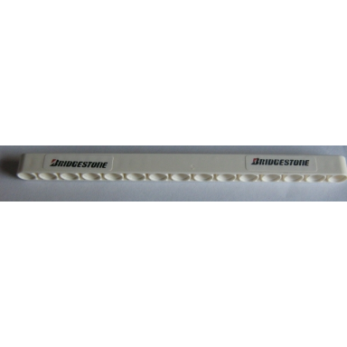 white technic liftarm thick 1 x 15 with bridgestone pattern stickers - set 8386