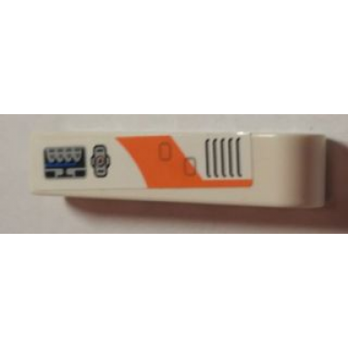 white technic liftarm thick 1 x 5 with vents controls and orange curved stripe pattern model left side sticker - set 7646