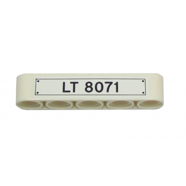 white technic liftarm thick 1 x 5 with lt 8071 and 4 rivets pattern sticker - set 8071