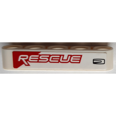 white technic liftarm thick 1 x 5 with red and white rescue and black door handle pattern model left side sticker - set 42092