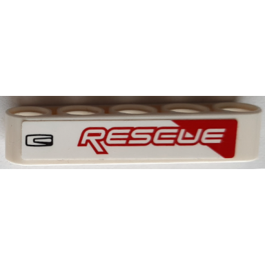 white technic liftarm thick 1 x 5 with red and white rescue and black door handle pattern model right side sticker - set 42092